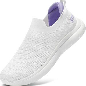 Women Walking Shoes Mesh Slip On Arch Support Cushioned Lightweight Sneakers